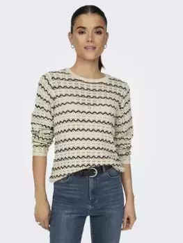 Only вязаный свитер "ONLASA LS STRUCTURE O-NECK NCA KNT", черный