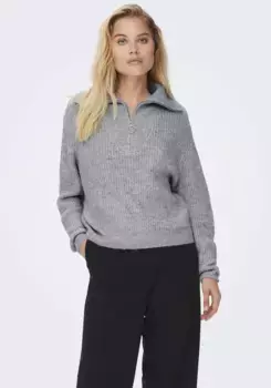 Only вязаный свитер "ONLBAKER L/S ZIP PULLOVER KNT NOOS", серый