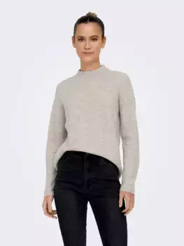 Only вязаный свитер "ONLCAMILLA O-NECK L/S PULLOVER KNT", цвет Pumice Stone Detail:Melange