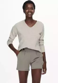Only вязаный свитер "ONLCAMILLA V-NECK L/S PULLOVER KNT NOOS", цвет Pumice Stone Melange