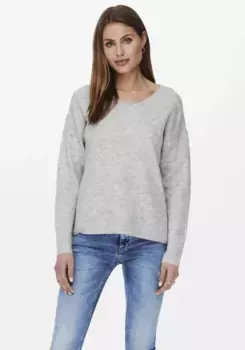Only вязаный свитер "ONLCAMILLA V-NECK L/S PULLOVER KNT NOOS", серый