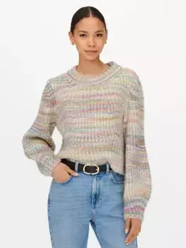 Only вязаный свитер "ONLCARMA L/S PULLOVER KNT NOOS", цвет Pumice Stone Detail:W. Multi Spacedye