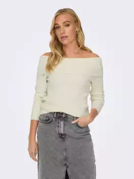 Only вязаный свитер "ONLKATIA LS OFF SHOULDER KNT", цвет Whitecap Gray Detail:Melange