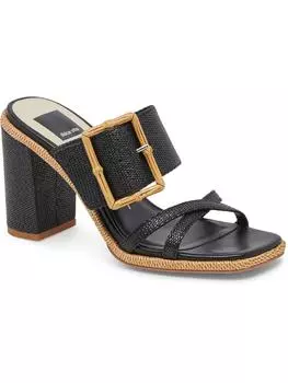 Onnie Женские туфли из рафии с квадратным носком и блочным каблуком Dolce Vita, цвет onyx raffia