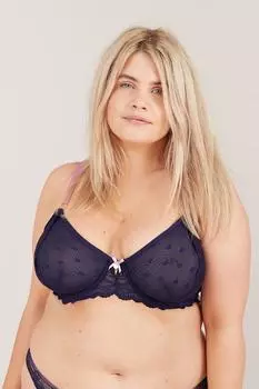 Oola Бюстгальтер на косточках без подкладок с кружевом и пятнами Oola Lingerie, черный