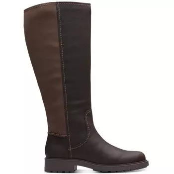 OPAL GLOW Женские высокие сапоги до колена из искусственной кожи Clarks, цвет Dark Brown Leather