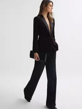 Опаловый бархатный пиджак Reiss, черный