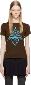 OPEN YY Коричневая жаккардовая футболка