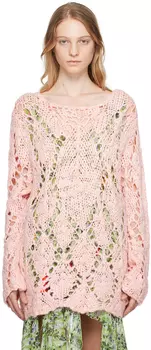 OPEN YY Розовый свитер с ромбами