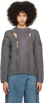 OPEN YY Серо-белый свитер с вырезом