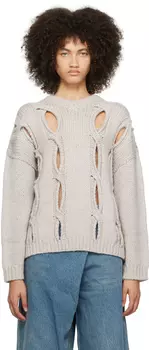 OPEN YY Серо-фиолетовый свитер с вырезом