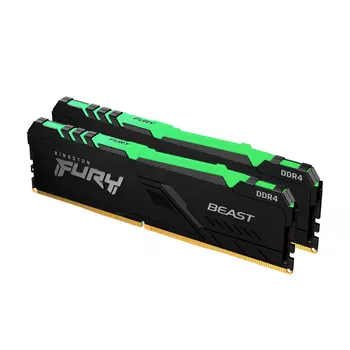 Оперативная память Kingston Fury Beast RGB, 16 Гб DDR4 (2x8 Гб), 3200 МГц, CL16, KF432C16BBAK2/16, черный