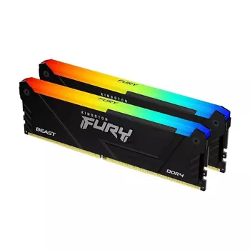 Оперативная память Kingston Fury Beast RGB Black, 16 Гб DDR4 (2x8 Гб), 3200 МГц, CL16, KF432C16BB2AK2/16, черный