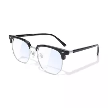 Оправа с металлической линией бровей, функциональные очки унисекс PULAIS, Black Silver+Sunglasses Clip-on Lens Combination