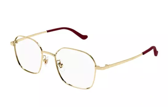 Оправа Gucci Unisex в прямоугольной форме, золотой / темно - красный