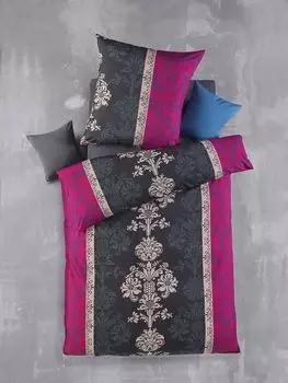 Optidream постельное белье из микрофибры 135 х 200 см, пододеяльник 135 х 200 см, наволочка 80 х 80 см Софи черный/розовый Holiday Heimtex