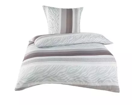 Optidream постельное белье из микрофибры 135 х 200 см, пододеяльник 135 х 200 см, наволочка 80 х 80 см, животные в полоску, белый/серый