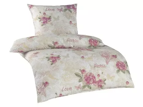 Optidream постельное белье из сирсакера из микрофибры 135 х 200 см, пододеяльник 135 х 200 см, наволочка 80 х 80 см, Париж розовый/зеленый