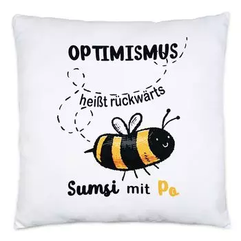 Оптимизм означает перевернутый сумси с подушкой для ягодиц, включая пчелу-начинку, забавную юмористическую идею подарка, каламбур Hey!Print