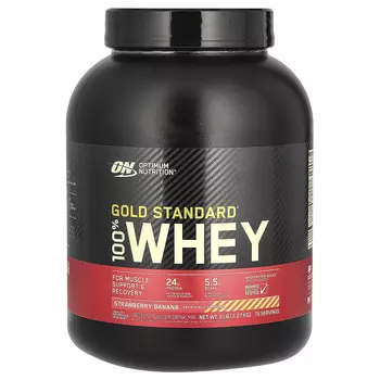 Optimum Nutrition, Gold Standard 100% Whey, сыворотка со вкусом клубники и банана, 2,27 кг (5 фунтов)