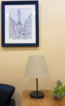 Opviq, 203- 203FLH, бежевый, черный, настольные лампы, металлическая основа