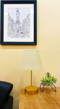 Opviq, 203- 203FLH, бежевый, золотой, настольные лампы, металлическая основа