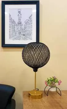 Opviq, 203- 203FLH, черный, золотой, настольные лампы, деревянная основа