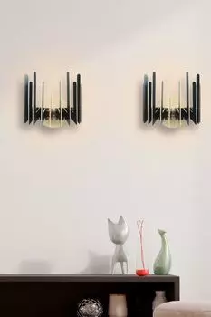 Opviq, 207- 207FLH, черный, настенные светильники, 22x24x19 см, бра зигзаг