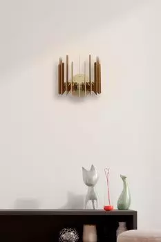 Opviq, 207- 207FLH, цвет орех, бра, 22x24x19 см, бра зигзаг
