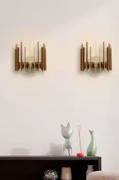 Opviq, 207- 207FLH, цвет орех, бра, 22x24x19 см, бра зигзаг