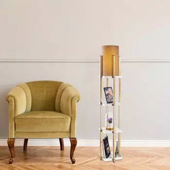 Opviq, 7120- 7120LMP, белый, золото, торшеры, 25 х 25 х 130 см, металлический корпус