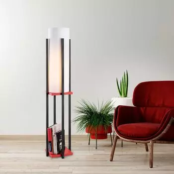 Opviq, 7131- 7131LMP, черный, красный, торшеры, 25 х 25 х 130 см, металлический корпус