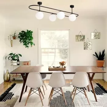 Opviq, Abaks- Abaks OPV, черный, белый, люстра, 124 x 40 см, СТАЛЬНОЙ КОРПУС