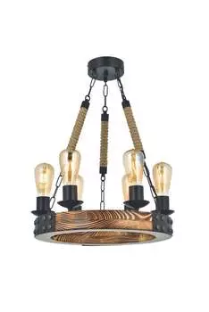 Opviq, Alara- Alara 6L Yank AvizeBCN, цвет орех, черный, люстра, 100% граб