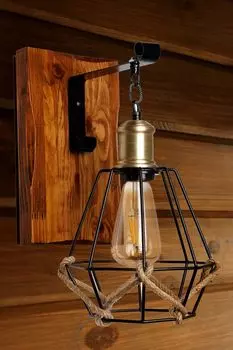 Opviq, Alkm- Alkm ceviz metal kafesli aplikLUN, Черный, Коричневый, настенные светильники, деревянный корпус