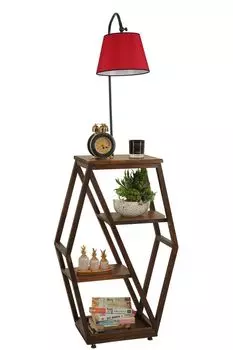 Opviq, Asos- Asos Ceviz Lambader Pramit Krmz AbajurluLUN, красный, торшеры, 38 x 25 см, металлический корпус