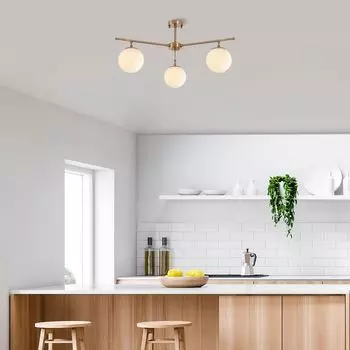 Opviq, Atmaca- Atmaca FLG, винтаж, люстра, 70 x 70 см, металлический корпус, белый