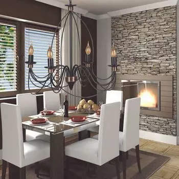 Opviq, Berfin- Berfin 4 L Siyah RustikSTL, Разноцветная, Люстра, Металлический корпус, мультиколор