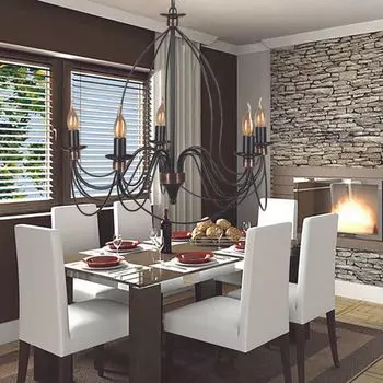 Opviq, Berfin- Berfin 5 Li Siyah RustikSTL, Разноцветная, Люстра, Металлический корпус, мультиколор