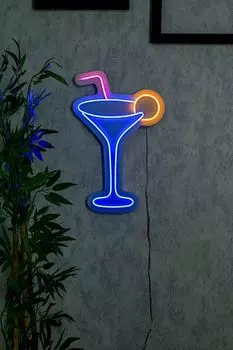 Opviq, Бокал для коктейля - Многоцветный, декоративная светодиодная подсветка из пластика, разноцветные, гибкие неоновые полосы, 29 х 45 см