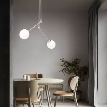 Opviq, Cambaz- Cambaz OPV, хром, белый, люстра, 100 х 15 см, корпус металл, серебро