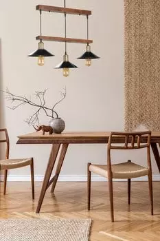 Opviq, David- David 3 l ceviz sral metal balkl sarktLUN, Коричневый, Черный, люстра, деревянный корпус
