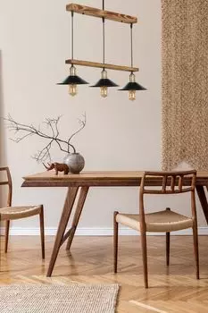 Opviq, David- David 3 люстры из металла balkl sarktLUN, Коричневый, Черный, люстра, деревянный корпус