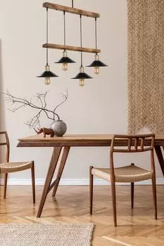 Opviq, David- David 4 lu yank sral metal balkl sarktLUN, Коричневый, Черный, люстра, деревянный корпус