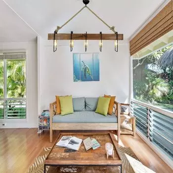 Opviq, Demir- Demir Ktk 1ALD, орех, черный, бежевый, люстра, 100 х 11 х 55 см, 100% массив сосны, коричневый