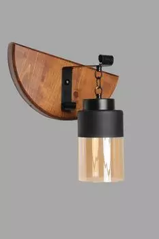 Opviq, Derin- Derin ceviz caml aplikLUN, Черный, Коричневый, настенные светильники, деревянный корпус