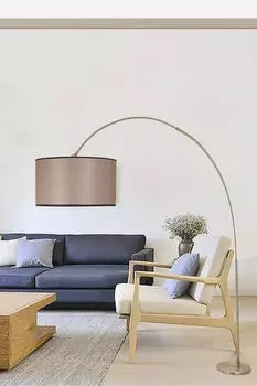 Opviq, Deve- Deve Boynu Mat Krom Lambader Silindir Koyu Hasr AbajurluLUN, Dark, Basket, Торшеры, Металлический корпус