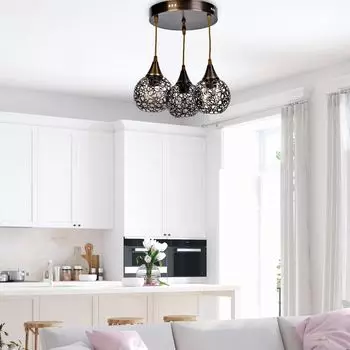 Opviq, Eda- Eda 3L Sarkt Eskitme YldzLMP, золото, черный, люстра, металлический корпус