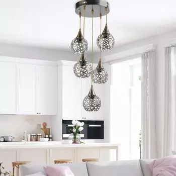 Opviq, Eda- Eda 5Li Sarkt Eskitme YldzLMP, золото, черный, люстра, металлический корпус