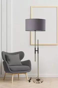 Opviq, Felix- Felix Mat Krom Lambader Silindir Koyu Gri AbajurluLUN, антрацит, торшеры, металлический корпус, серый